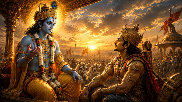 Lord Krishna Watching the Battlefield