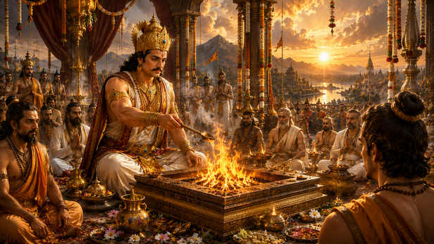 King Yuvanashva Performing a Sacred Yajna