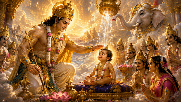 Lord Indra Blessing the Divine Child