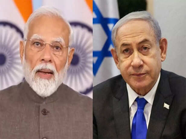 Indian and Israeli flags displayed together