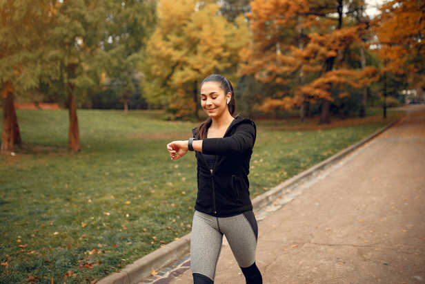 Active person enjoying an energetic morning walk