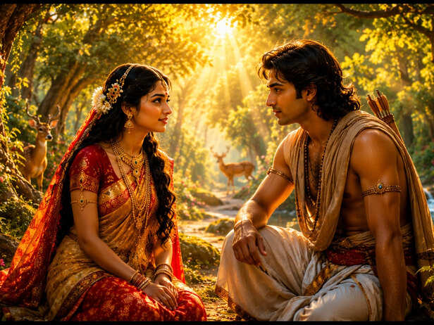 Savitri Meets Satyavan in the Forest