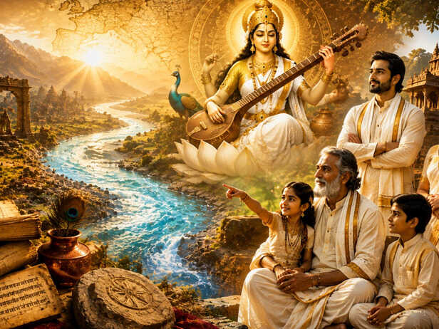 Ancient Saraswati River Illustration
