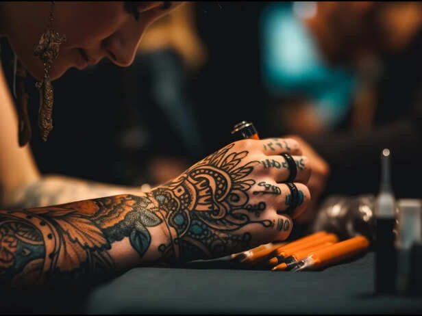 Professional Tattoo Artist Working