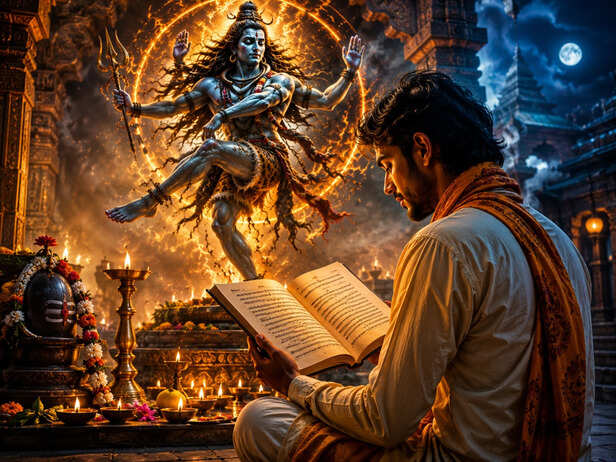 Devotee reading Shiva Tandav Strotam