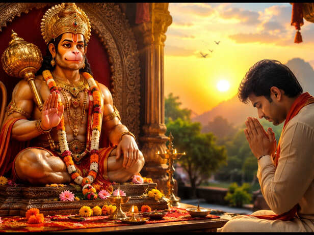 Devotees Praying Before Lord Hanuman