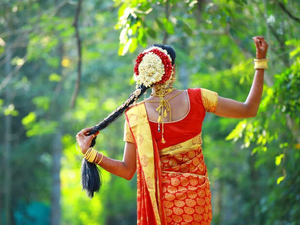 Long Braid Decorated With Gajra