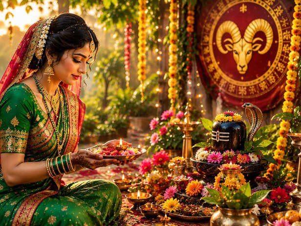 Aries Woman Performing Teej Puja