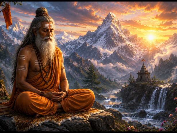 Sage Markandeya Meditating in the Himalayas