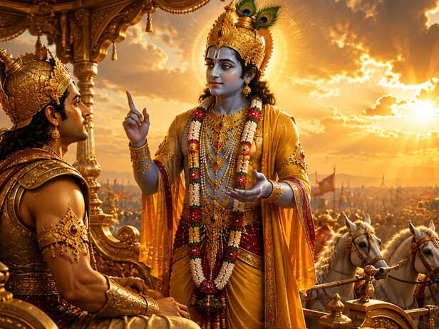 Arjuna Listening to Krishna