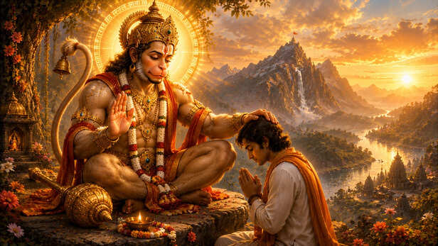 Devotee Offering Jaggery to Hanuman Ji