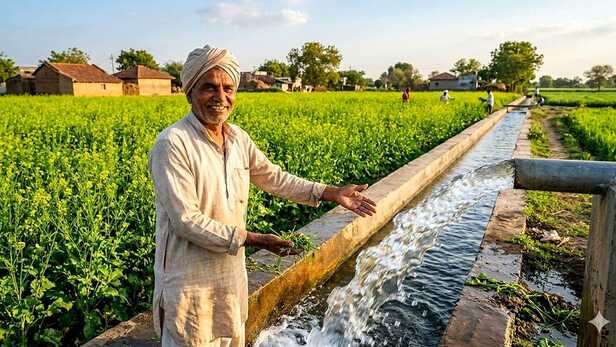 नहरों के जरिए खेतों तक पहुँचता पानी सिंचाई की पहुँच बढ़ाने में अहम भूमिका निभाता है।