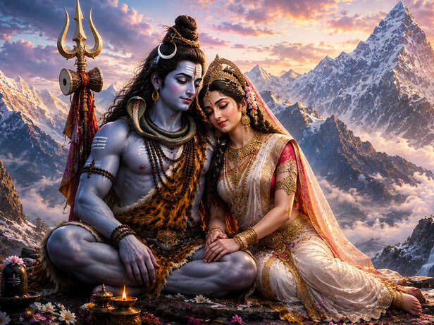 Goddess Sati and Lord Shiva in the Himalayas