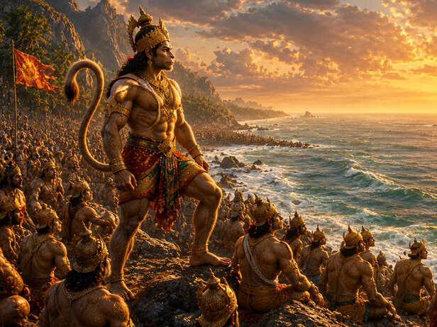 Hanuman and the Vanaras Before the Ocean