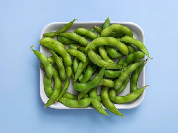 Edamame pods served as a high-fibre snack