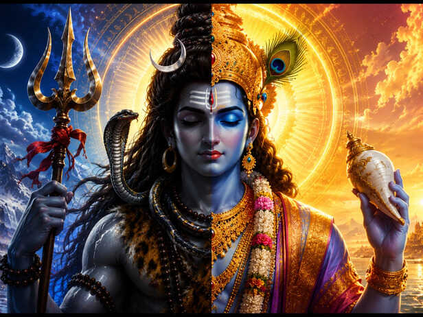 Shiva and Vishnu represented in devotional traditions