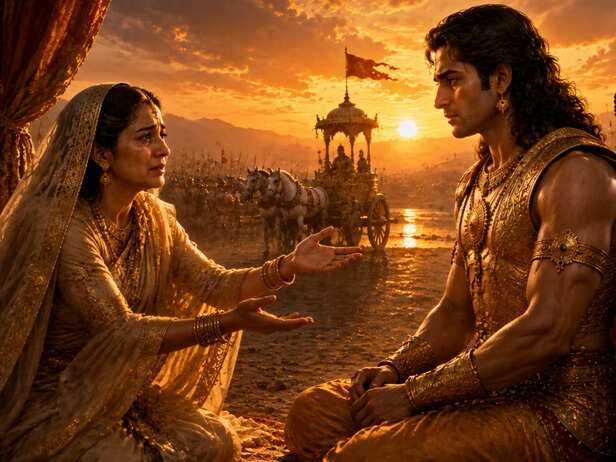 Kunti revealing Karna's identity