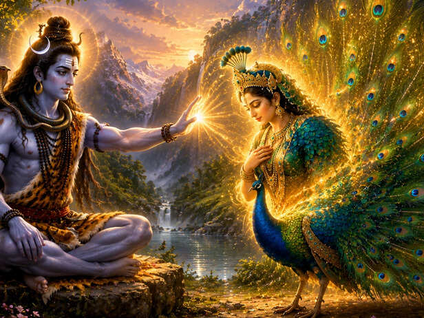 Shiva Turn Parvati Into a Peacock