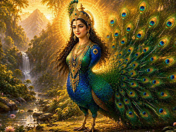Goddess Parvati in Peacock Form