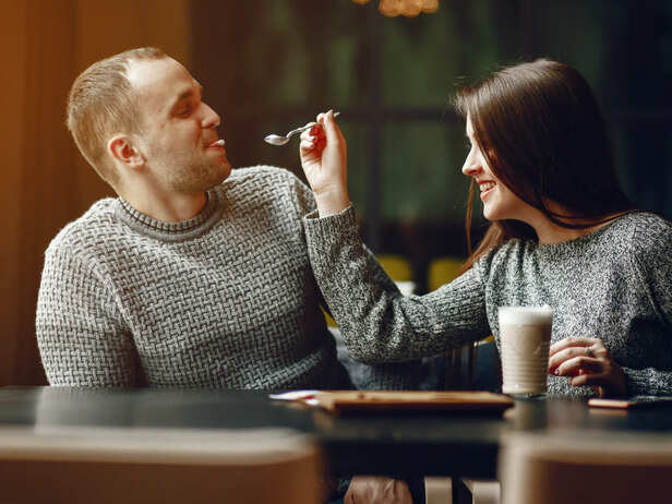 Couple in a cafe