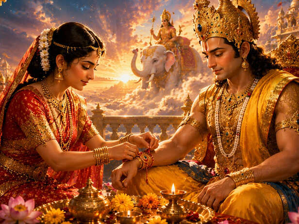 first Raksha Sutra was not tied between a brother and sister