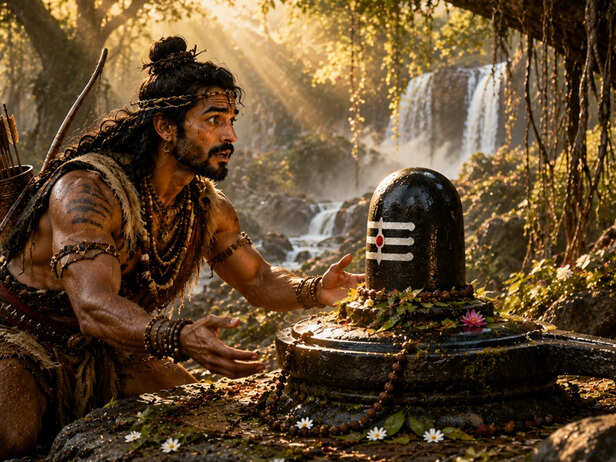 Kannappa Finds the Shiva Linga
