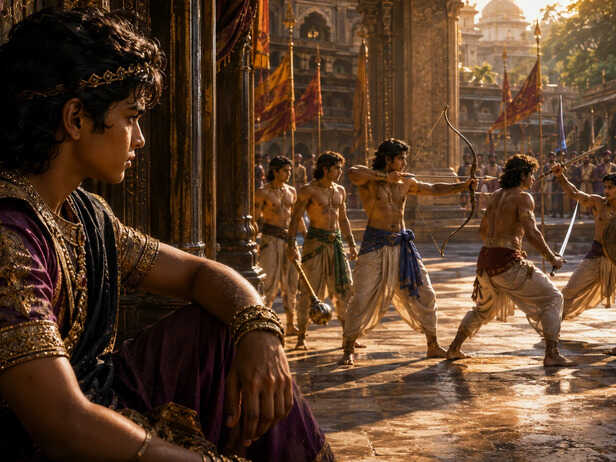 Young Duryodhana Watching the Pandavas