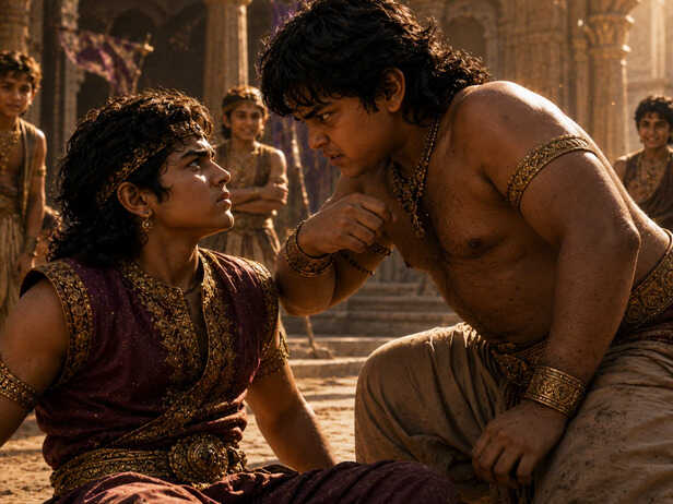 Young Duryodhana and Bhima