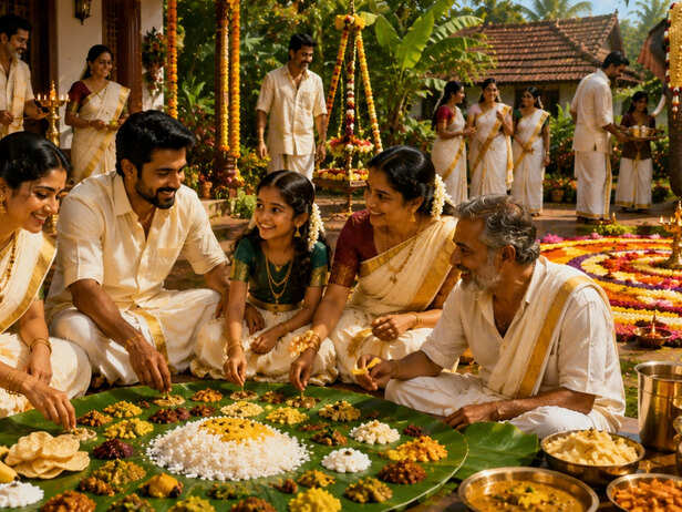 Thiruvonam celebration with Onasadya and pookalam
