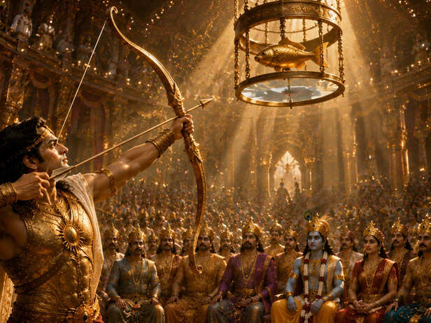 Arjuna mastering the impossible archery challenge