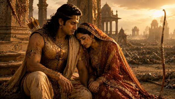 Arjuna and Dushala after the Mahabharata war
