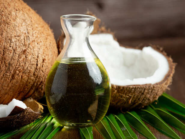 Coconut oil infused with curry leaves