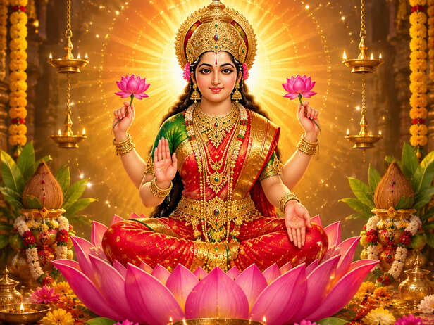 Goddess Varalakshmi Seated on a Lotus