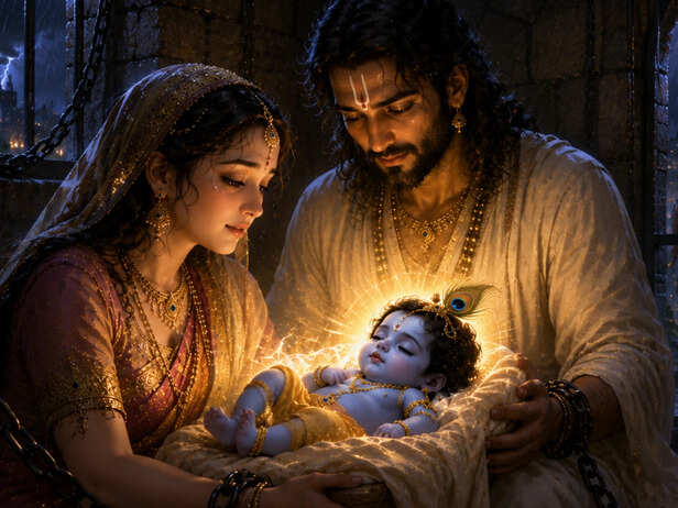 Krishna’s birth story contains several layers of religious tradition and spiritual symbolism. T