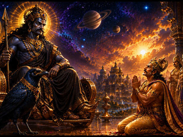 King Dasharath Praying Before Shani Dev