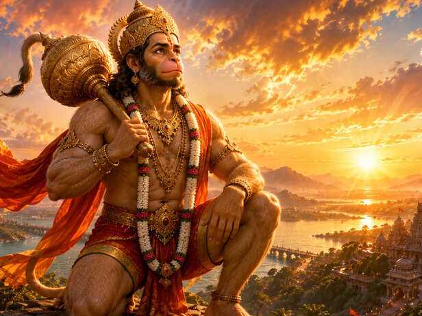 Crane Attempting to Shift Hanuman Idol
