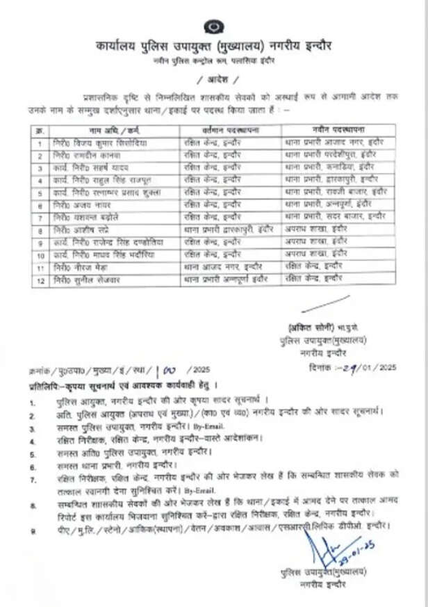 indore police Transfer