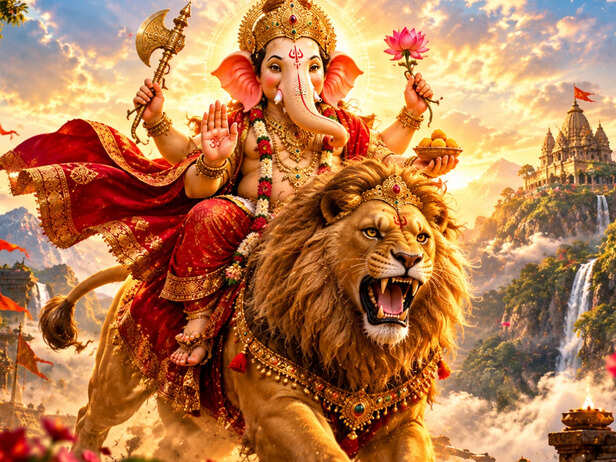 Lord Ganesha is usually recognized by his elephant head, gentle expression