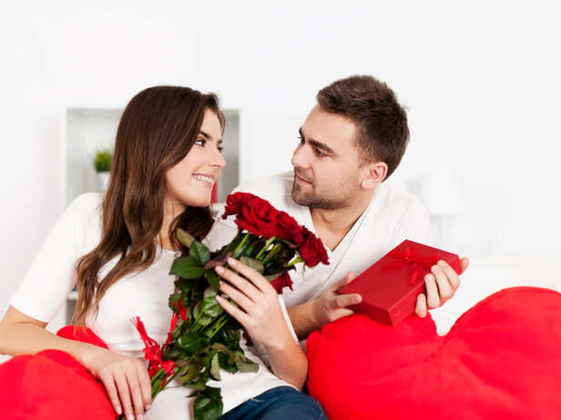 Man gifting his wife