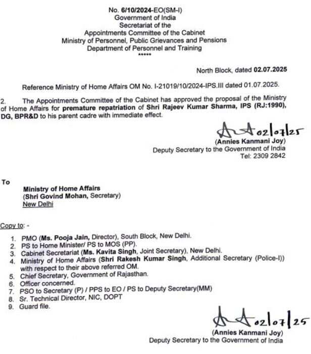 rajeeve-sharma-dgp-deputation-ends
