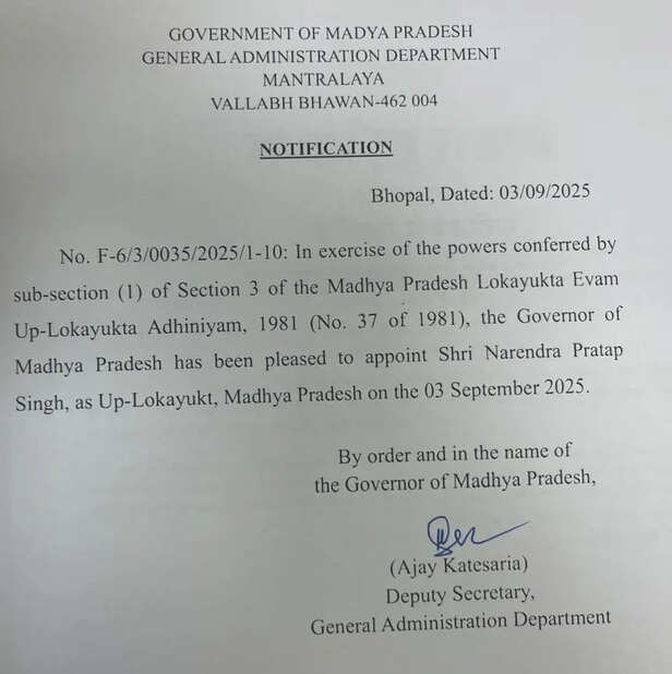 Narendra Pratap Singh became the Deputy Lokayukta