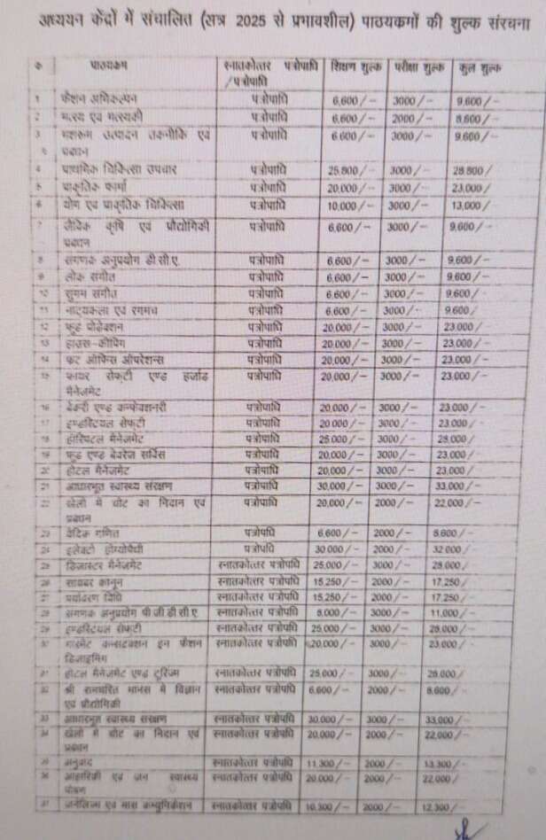 hindi vv fees