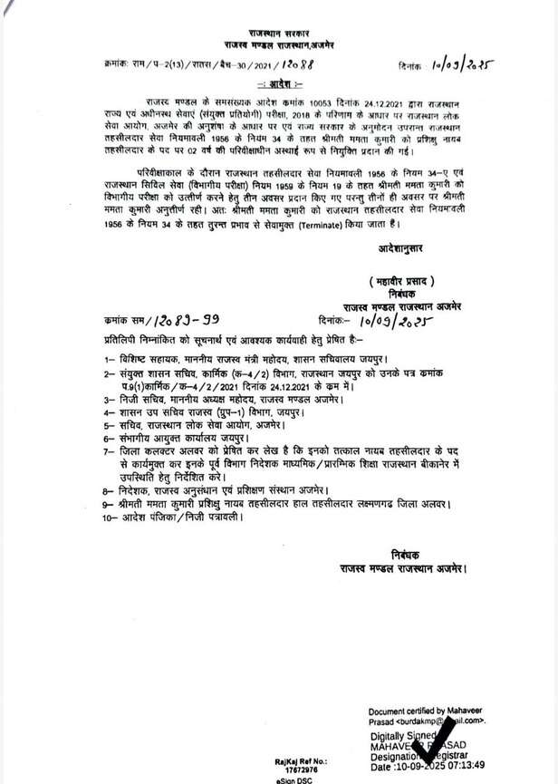 rajasthan-tehsildar-terminated-after-failing-exam