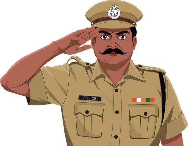 Indian police officer salute in uniform front view 51844343 Vector Art at  Vecteezy