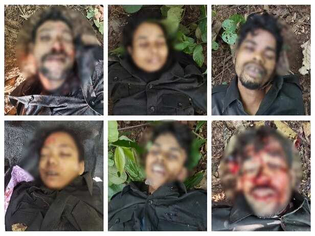 एक दिन पहले हुए एनकाउंटर में मारे गए हिड़मा समेत 6 नक्सली।