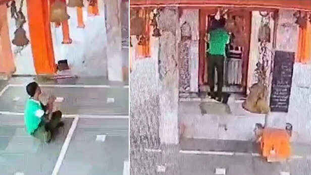 हनुमान जी का मुकुट चुरा ले गया चोर, पूर्व मंत्री ने किया था भेंट; चोरी से  पहले 15 मिनट तक की पूजा- Video | Thief stole silver crown after worshiping  hanuman temple