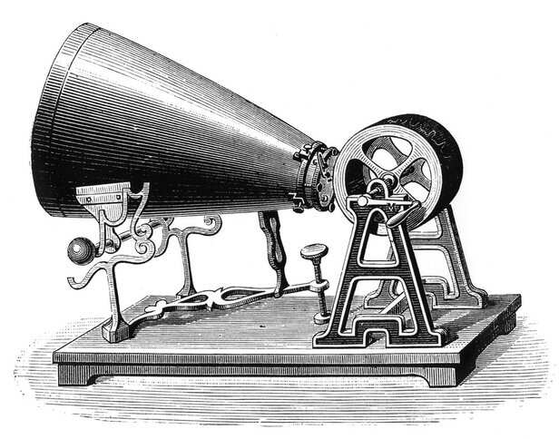 Phonautograph, erfunden von Edouard Leon Scott de Martinville
