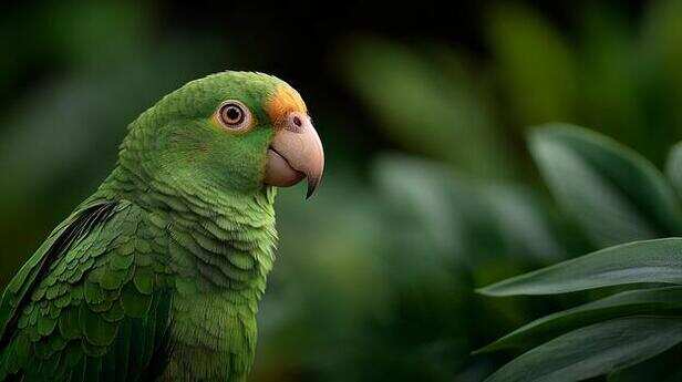 a-amazons-green-parrot-is-standing-in-a-lush-green-forest-photo-395152