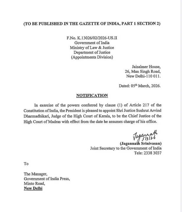 madras cj appointed