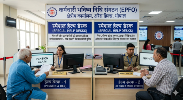 bhopal epfo arera hills special help desk pensioners employees